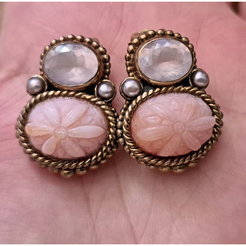 Vintage 925 Stealing Silver Earrings STEPHEN DWECK Gemstone Clip On